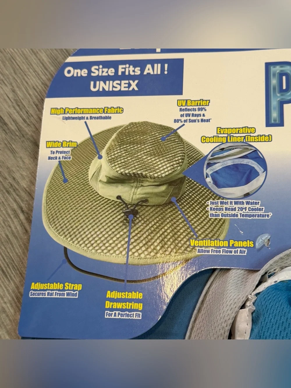 Ontel Arctic Hat Evaporative Cooling Hat with UV Protection NWT